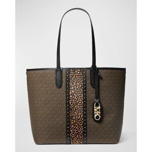 Monogram Michael Kors Eliza Large East West Open Tote Black/ Brown